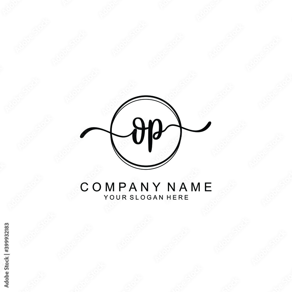 Initial OP Handwriting, Wedding Monogram Logo Design, Modern Minimalistic and Floral templates for Invitation cards	

