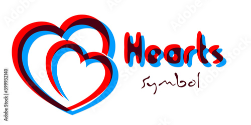 Symbol of stylized hearts in red and blue color.