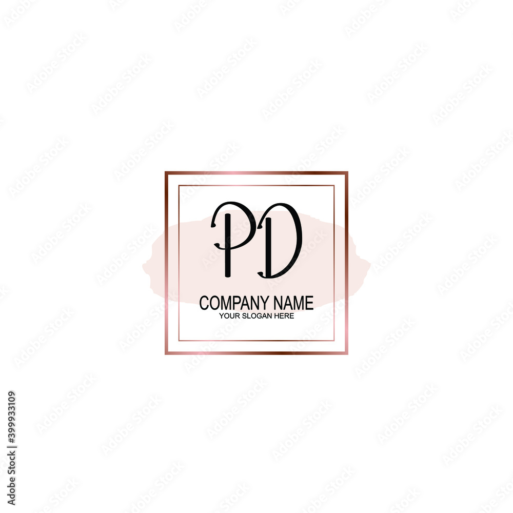 Initial PD Handwriting, Wedding Monogram Logo Design, Modern Minimalistic and Floral templates for Invitation cards	
