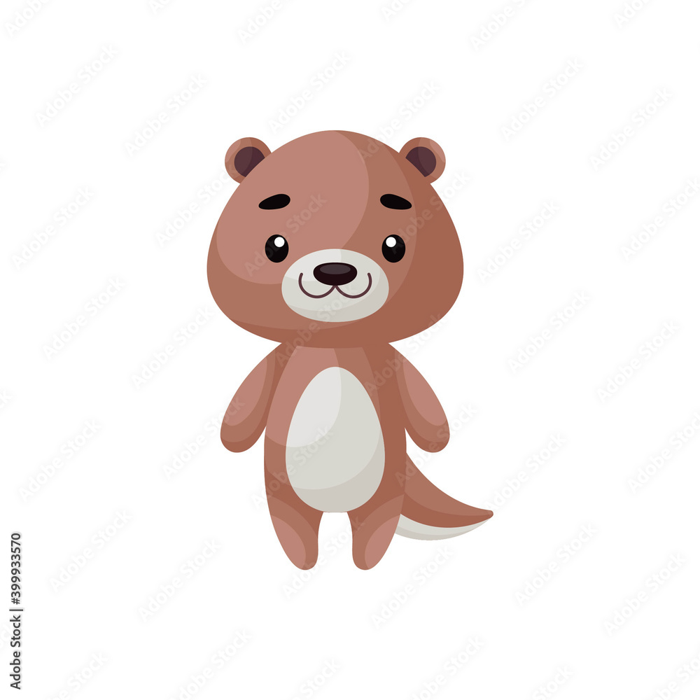 Cute little otter on white background. Cartoon animal character for kids cards, baby shower, posters, b-day invitation, clothes. Bright colored childish vector illustration in ecartoon style. Cute little otter on white background. Cartoon animal character for kids cards, baby shower, posters, b-day invitation, clothes. Bright colored childish vector illustration in ecartoon style.