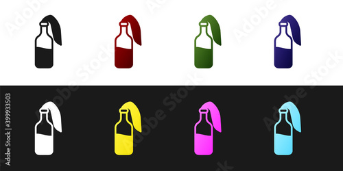 Set Cocktail molotov icon isolated on black and white background. Vector.