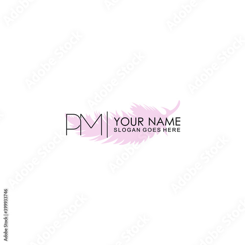 Initial PM Handwriting  Wedding Monogram Logo Design  Modern Minimalistic and Floral templates for Invitation cards  