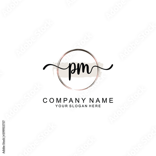 Initial PM Handwriting, Wedding Monogram Logo Design, Modern Minimalistic and Floral templates for Invitation cards 