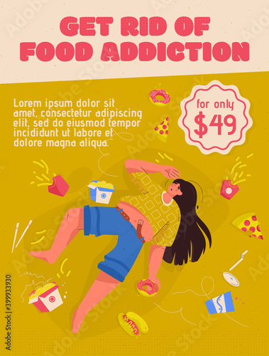 Vector poster of Get Rid of Food Addiction concept