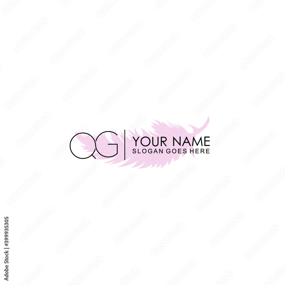 Initial QG Handwriting, Wedding Monogram Logo Design, Modern Minimalistic and Floral templates for Invitation cards	
