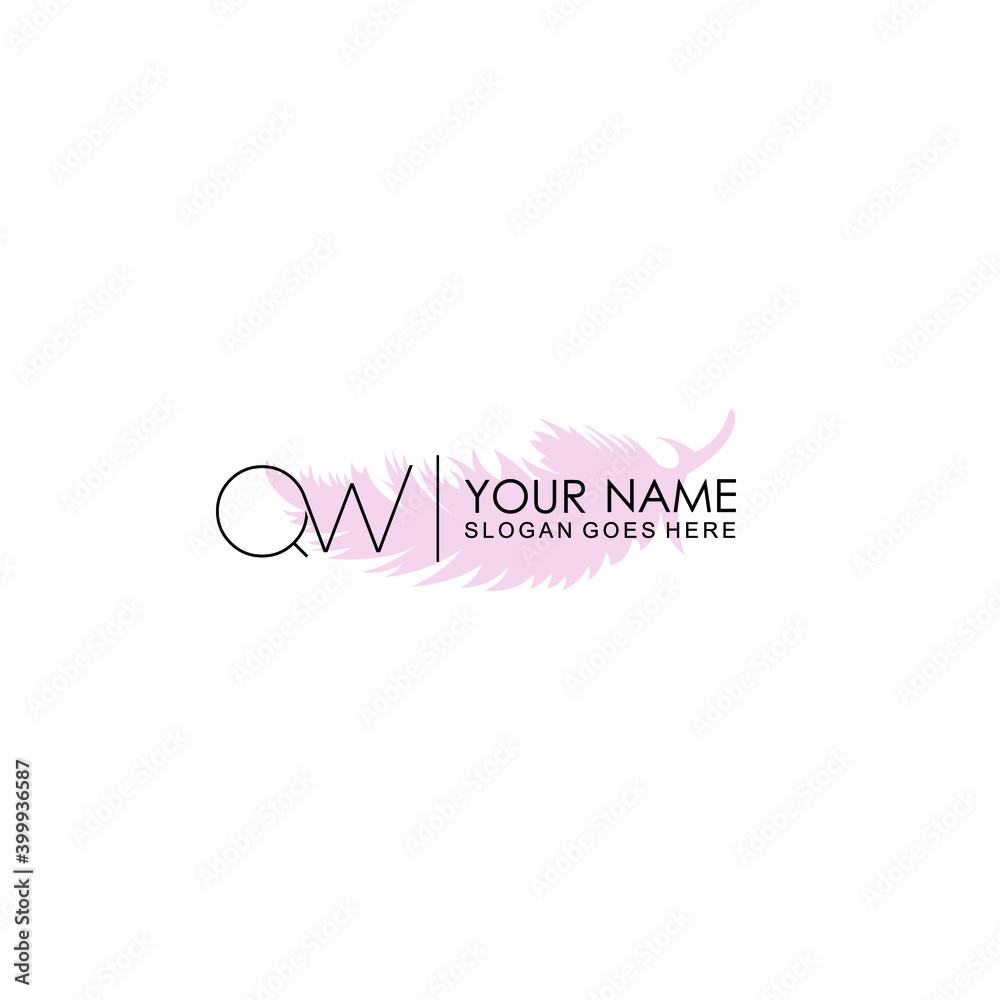 Initial QW Handwriting, Wedding Monogram Logo Design, Modern Minimalistic and Floral templates for Invitation cards	
