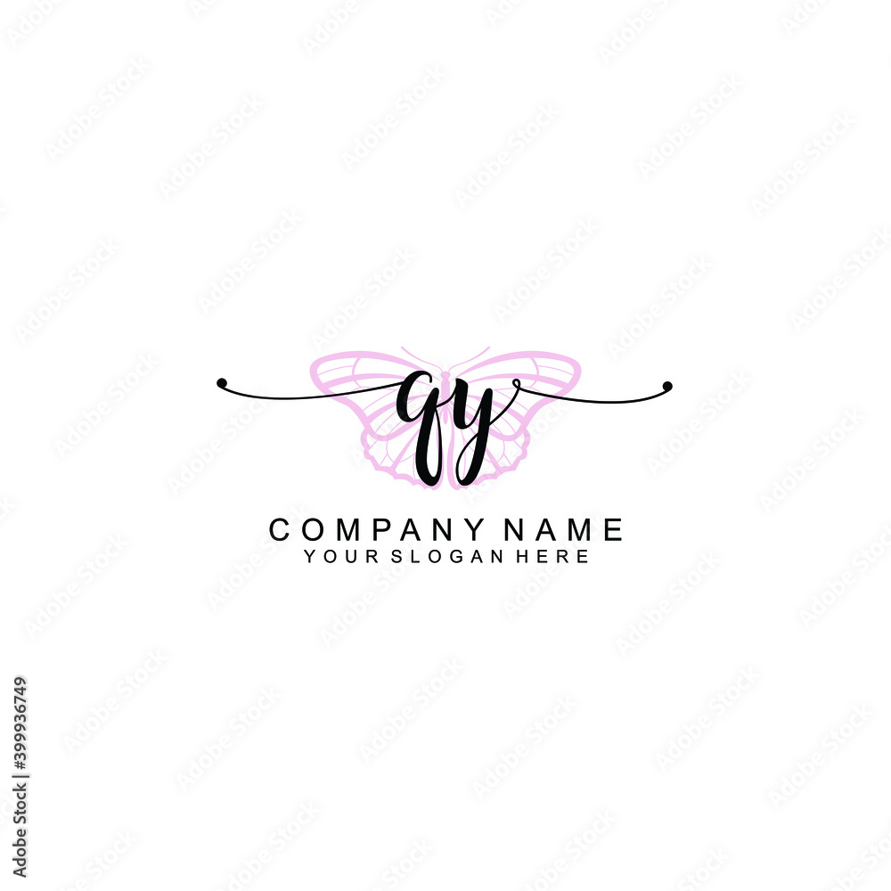 Initial QY Handwriting, Wedding Monogram Logo Design, Modern Minimalistic and Floral templates for Invitation cards	
