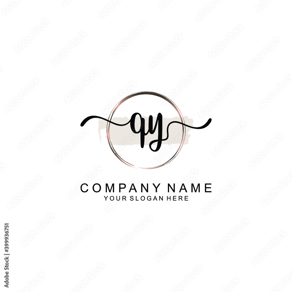 Initial QY Handwriting, Wedding Monogram Logo Design, Modern Minimalistic and Floral templates for Invitation cards	

