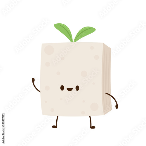Tofu character design on white background.