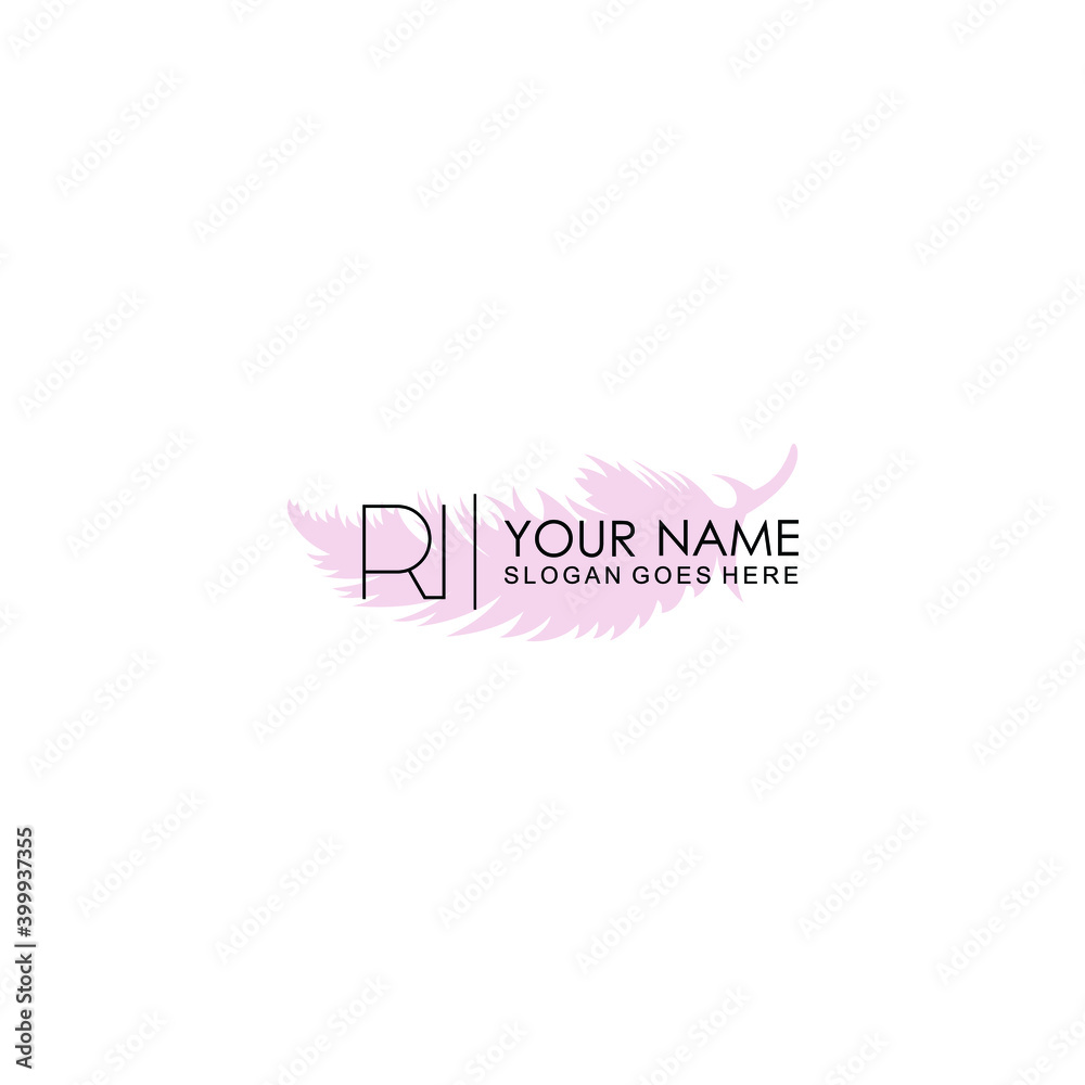 Initial RI Handwriting, Wedding Monogram Logo Design, Modern Minimalistic and Floral templates for Invitation cards	
