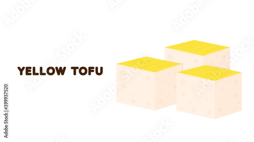 Yellow tofu vector. Tofu cartoon vector. Yellow tofu on white background.