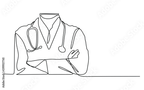 A medical doctor physician with stethoscope. Continuous one line drawing