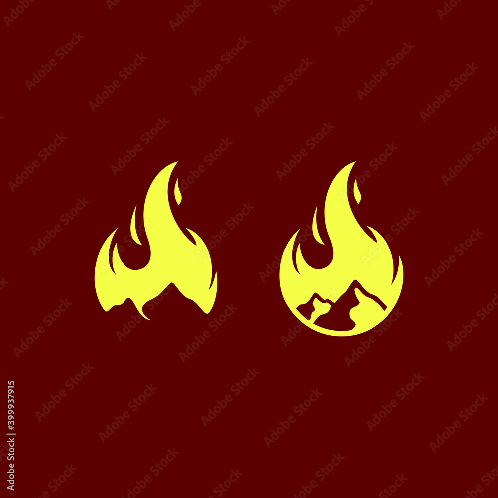 simple mountain flame logo design simple mountain flame logo design