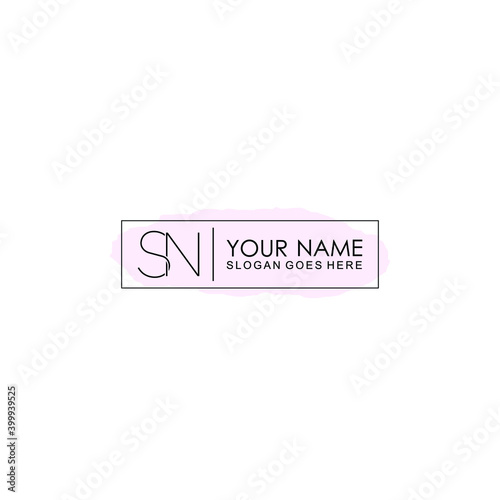 Initial SN Handwriting, Wedding Monogram Logo Design, Modern Minimalistic and Floral templates for Invitation cards 