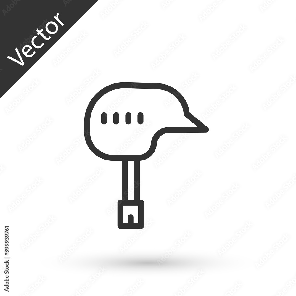 Grey line Bicycle helmet icon isolated on white background. Extreme sport. Sport equipment. Vector. Grey line Bicycle helmet icon isolated on white background. Extreme sport. Sport equipment. Vector.
