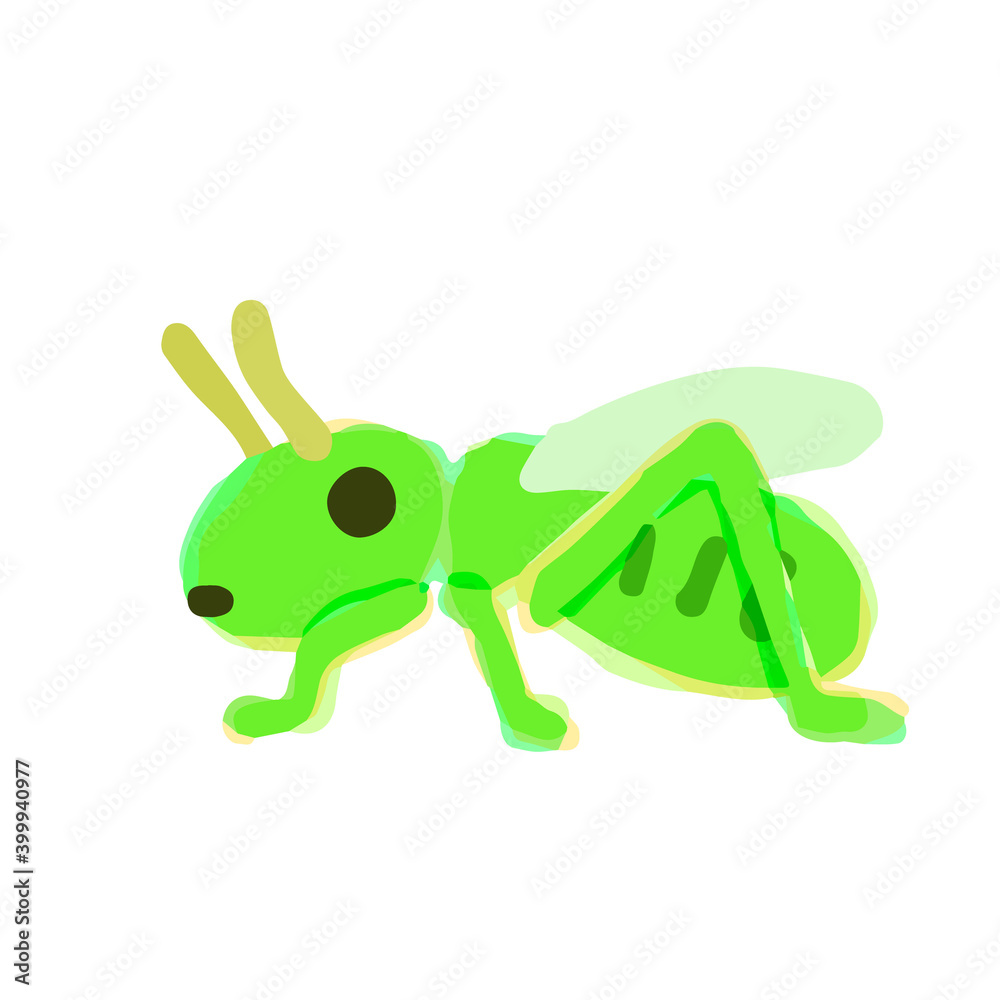 Fototapeta premium Illustration of Grasshopper. Hand drawn vector illustration. Cute Illustrations For Kids
