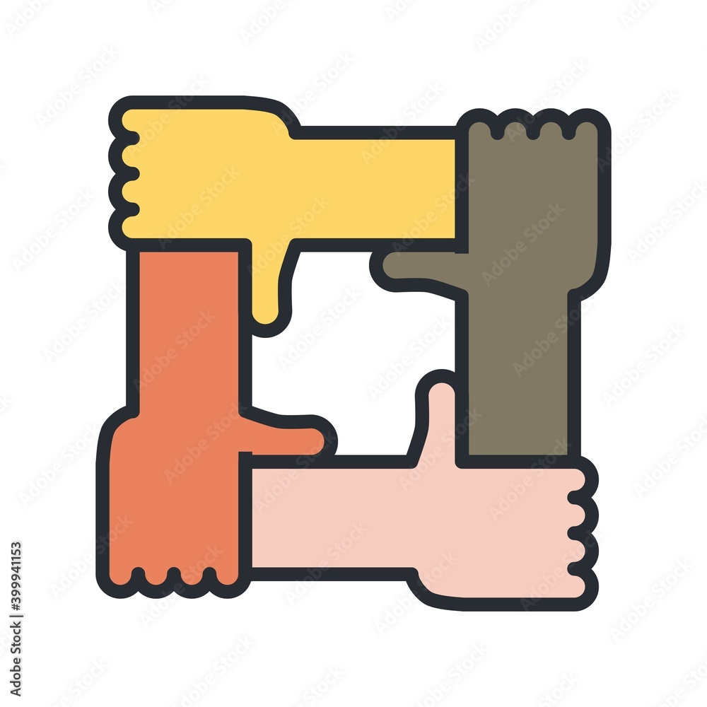 Support, cooperation icon. Solidarity concept. Flat vector illustration.
