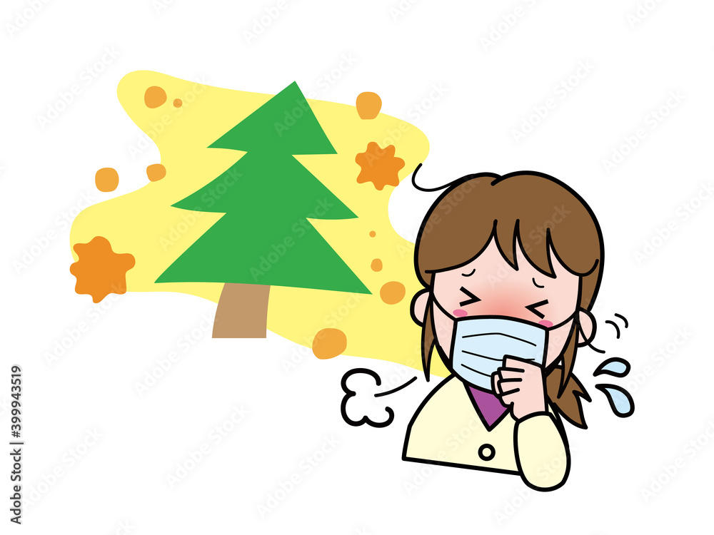 花粉症でくしゃみが止まらない若い女性 花粉症でくしゃみが止まらない若い女性