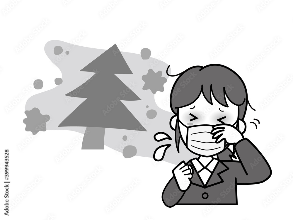 花粉症で目がかゆいスーツ姿の若いOL女性