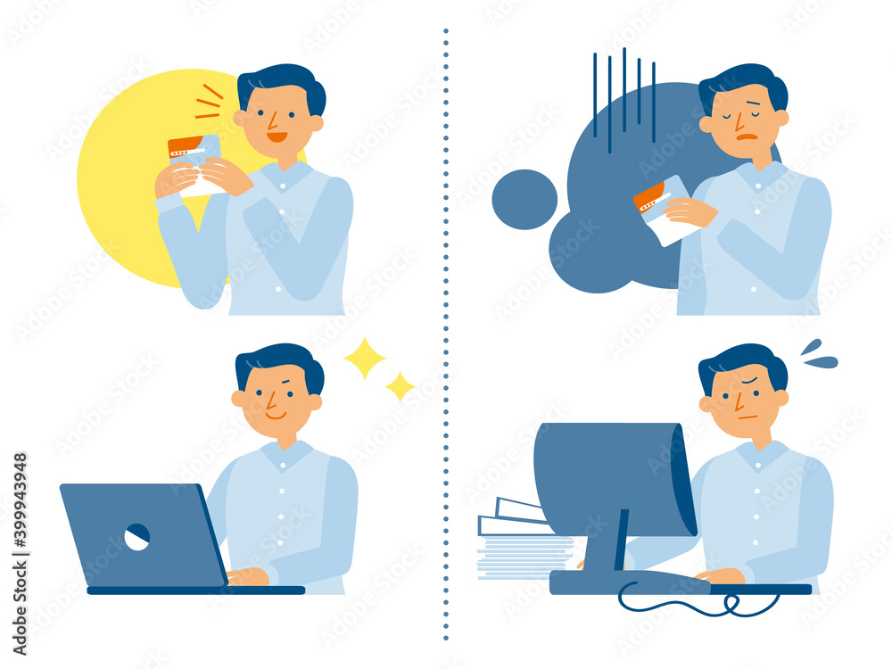 昇給・給与アップのイメージ 男性(シンプルカラー) 昇給・給与アップのイメージ 男性(シンプルカラー)