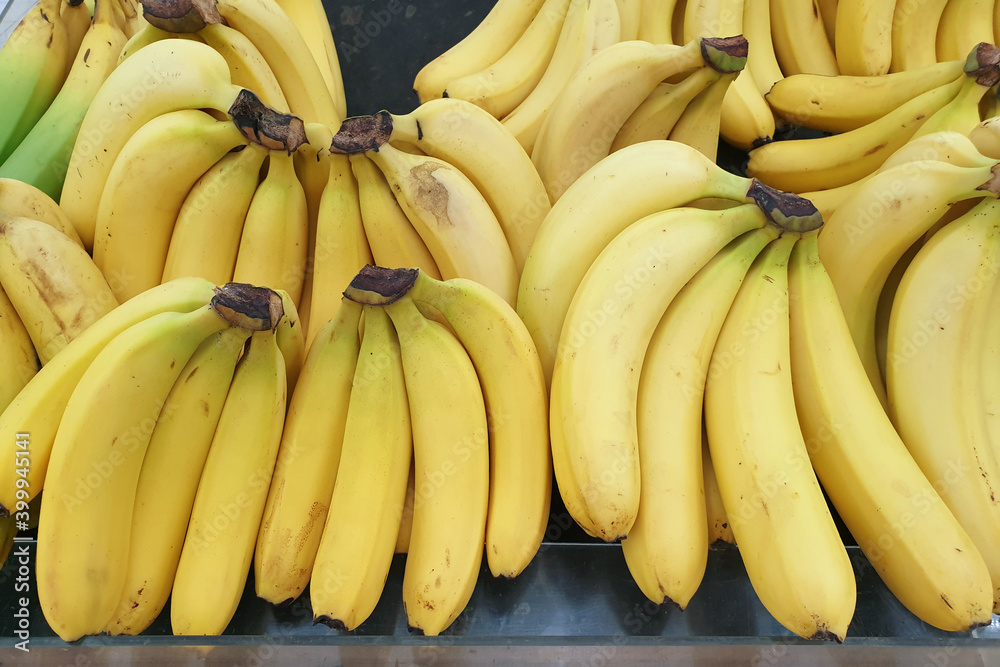Yellow bananas on a local market stall.