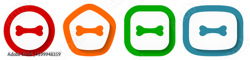 Bone vector icon set, flat design flat design buttons on white background