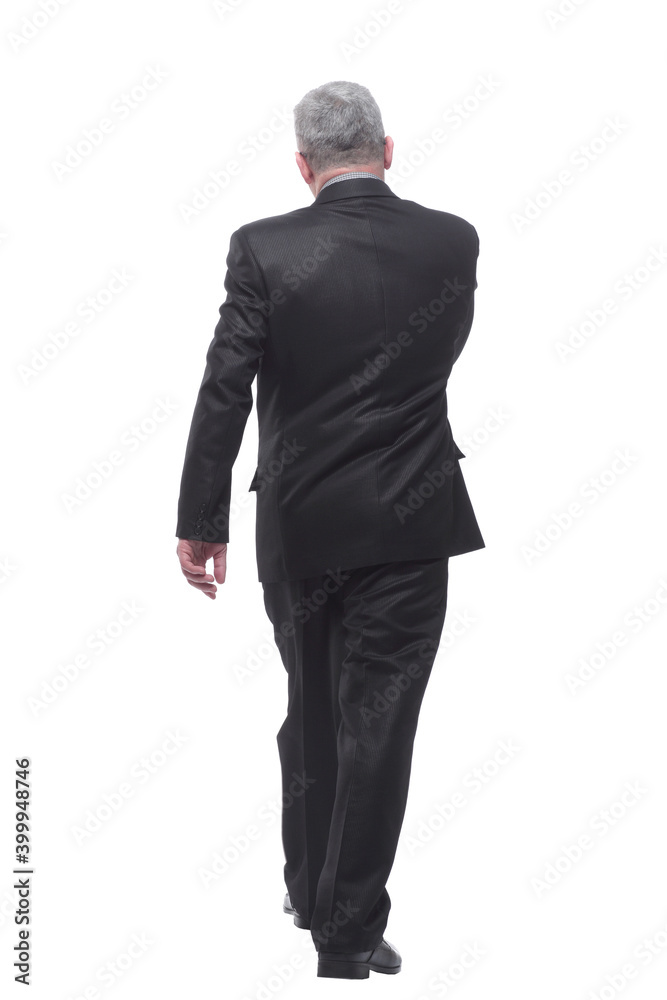 Back view business man walking isolated over white background Back view business man walking isolated over white background
