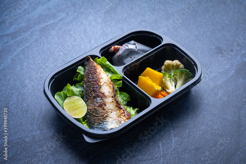 delivery lunchboxes food, flat lay. Healthy food delivery