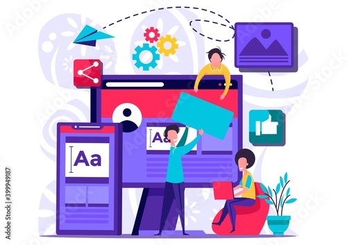 Blogging, Blogger. Freelance. Creative writing. Copy writer. Content management. Vector illustration. Vector illustration