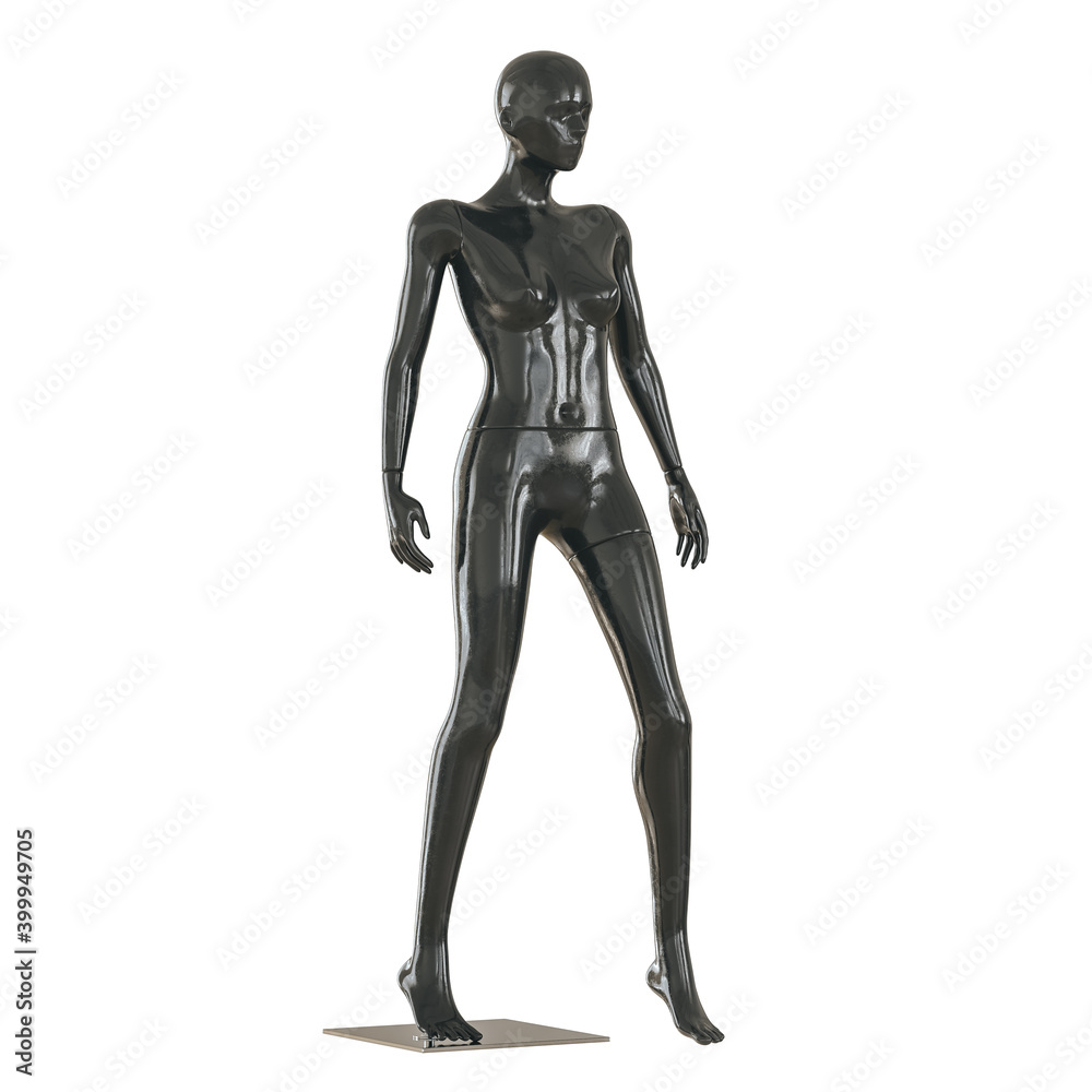 Black glossy female mannequin on white background. 3d rendering Black glossy female mannequin on white background. 3d rendering