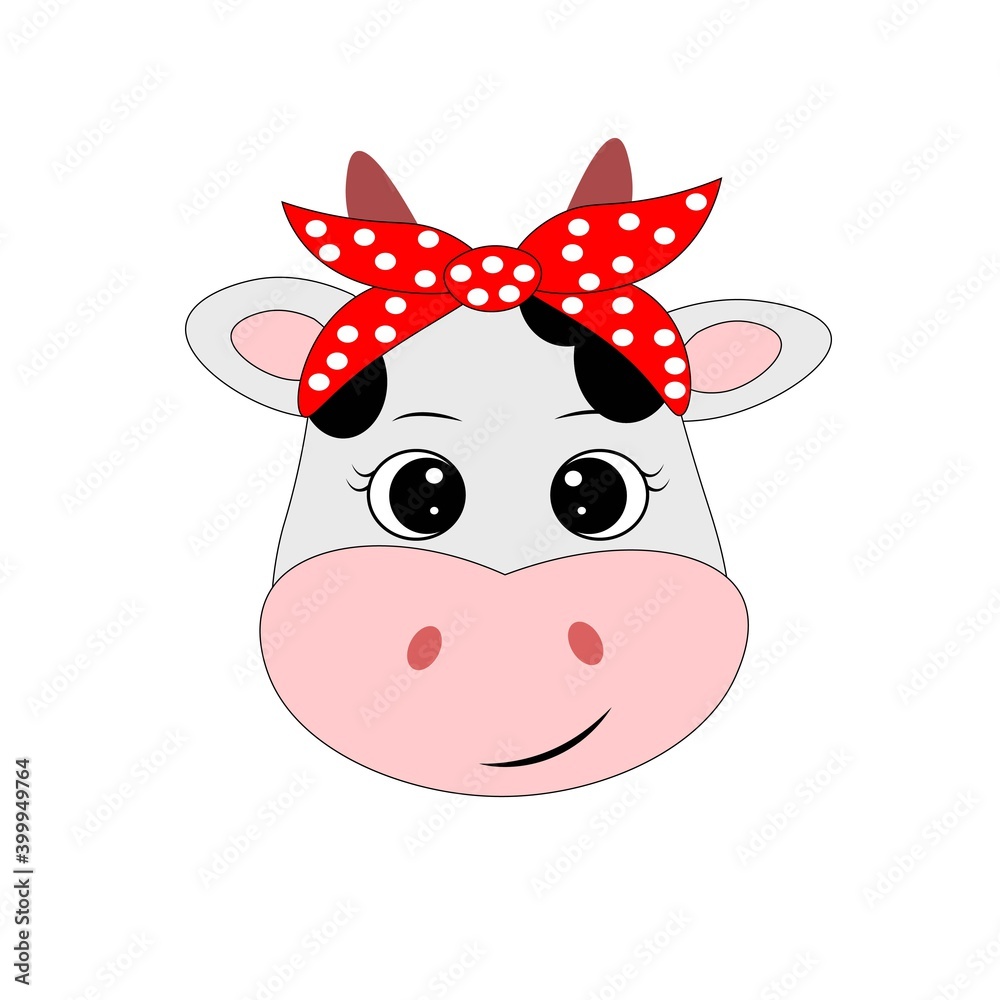 cute cow face vector illustration