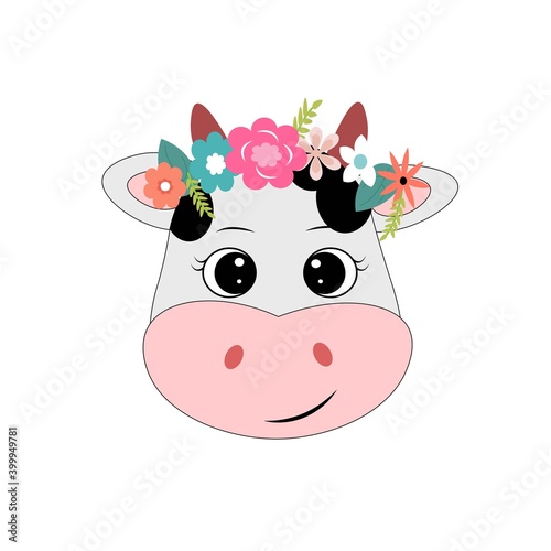 cute cow face vector illustration