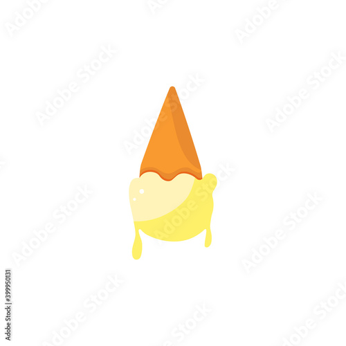 Ice cream is upside down. Food, snack, dessert. Delicious and juicy. Vector illustration.