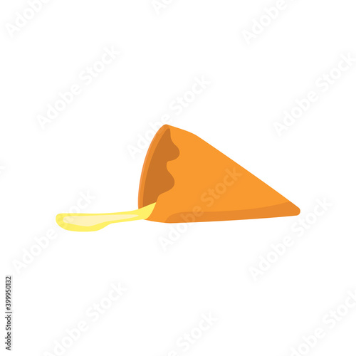 Сone with the remains of ice cream. Food, snacks, dessert, leftovers. Vector illustration.