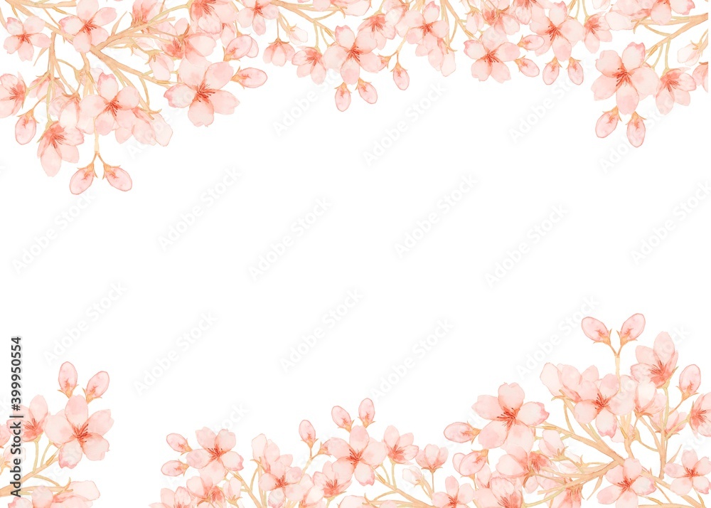 水彩桜のフレーム　Cherry blossoms  frame