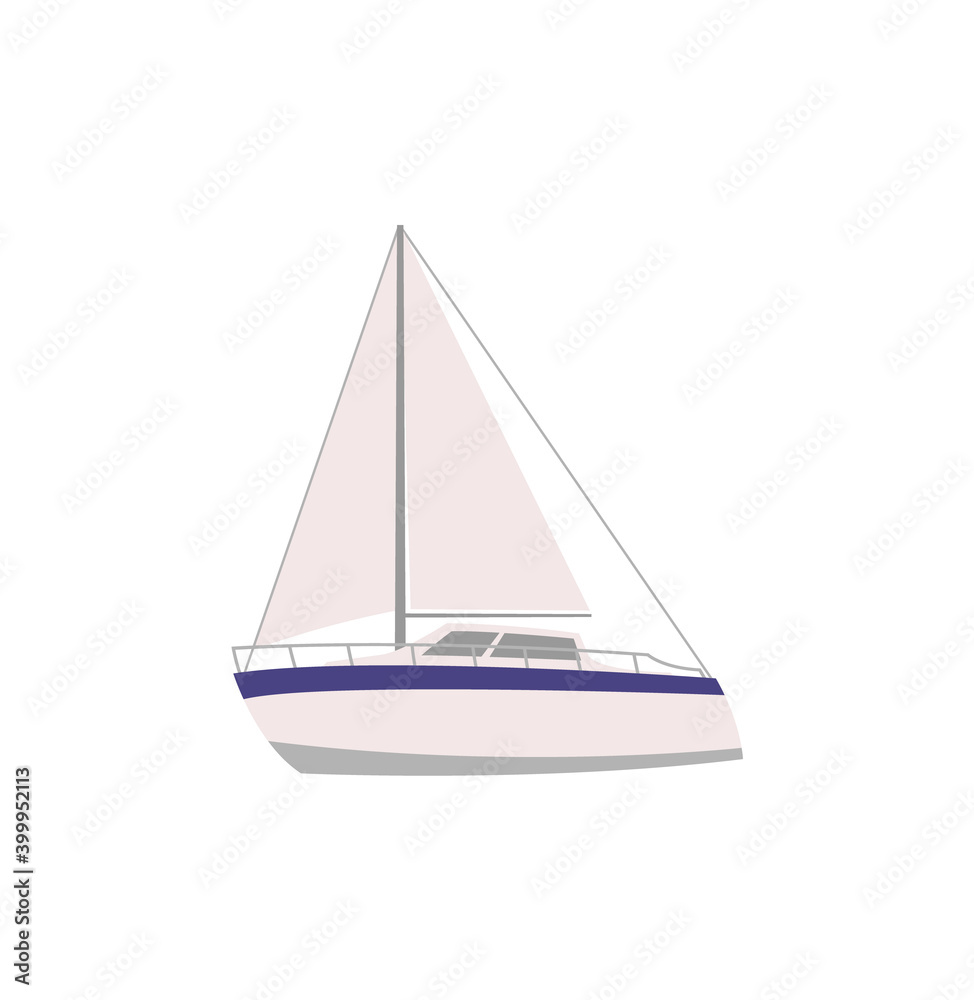 Motor sail boat illustration. Speedboat yacht
