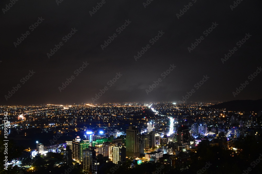The night view of Yilan County in Taiwan
