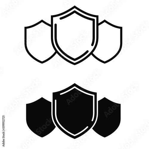 Defense icon vector set. Computer Security illustration sign collection. Shield symbol.