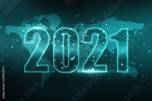 2d illustration 2021 New Year colour background 