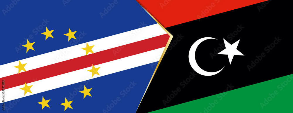 Cape Verde and Libya flags, two vector flags. Cape Verde and Libya flags, two vector flags.