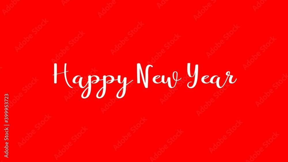 Happy New Year Cursive Typography Blink Text Effect on Red Background Happy New Year Cursive Typography Blink Text Effect on Red Background