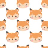 Hand Drawn Fox Vector pattern seamless trendy print, woodland design for fabric textile