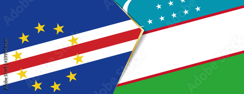 Cape Verde and Uzbekistan flags, two vector flags.