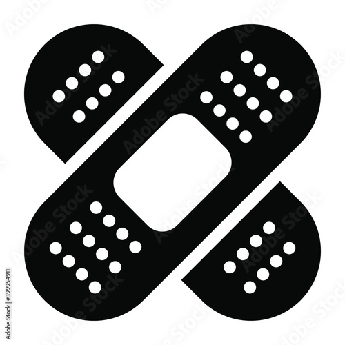 
Glyph icon of band aid, pain relief bandage 
