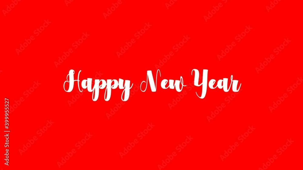 Happy New Year Cursive Typography Blink Text Effect on Red Background Happy New Year Cursive Typography Blink Text Effect on Red Background