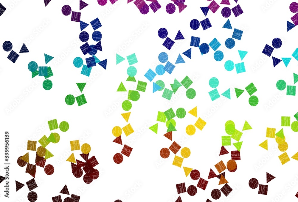 Light Multicolor, Rainbow vector texture in poly style with circles, cubes.