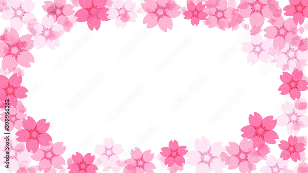 桜　ピンク　フレーム　水彩風