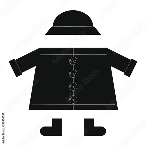 drawing of raincoat and rainwear on white background