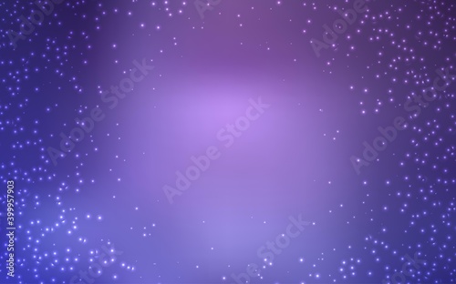 Light Purple vector template with space stars. Shining colored illustration with bright astronomical stars. Template for cosmic backgrounds.