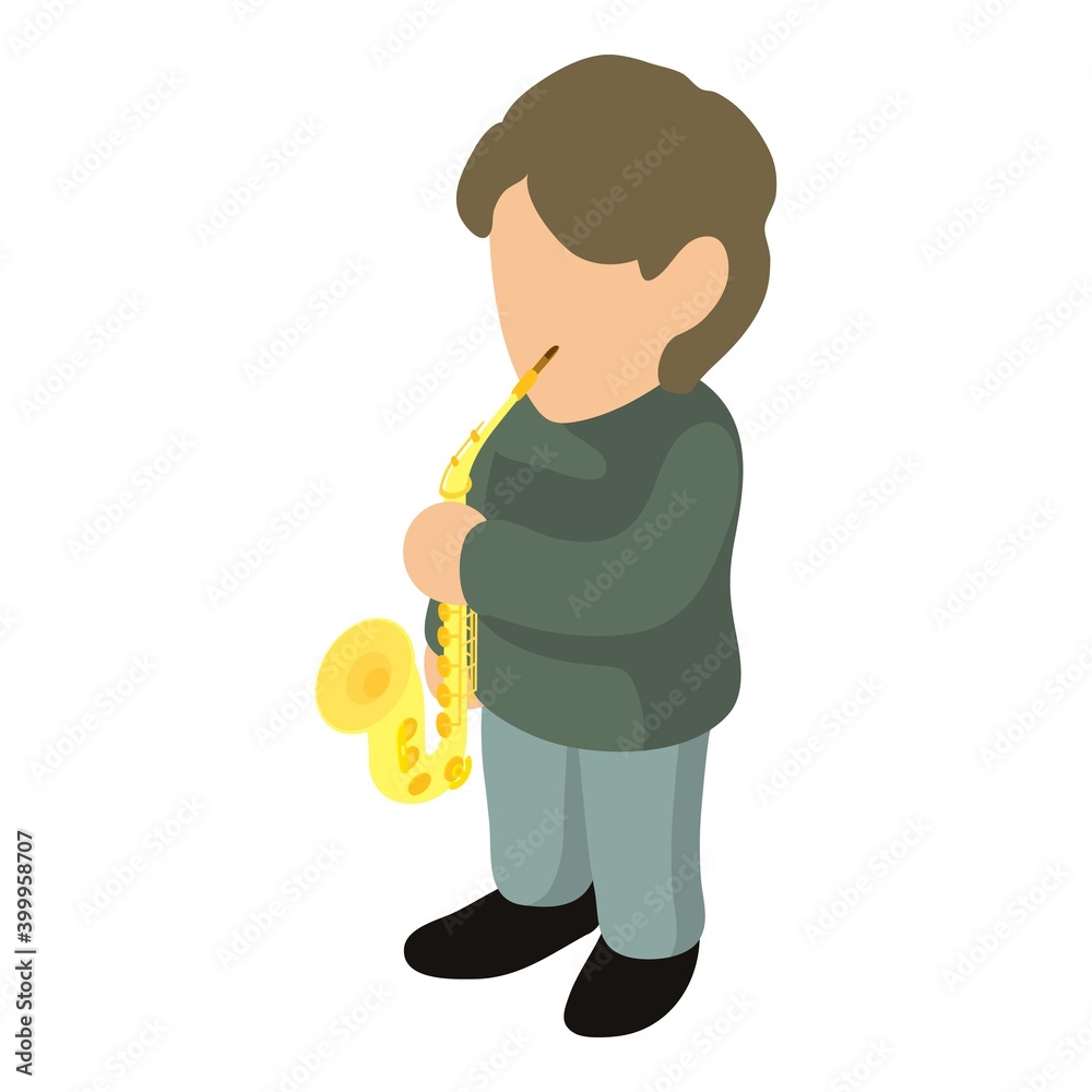 Saxophonist icon. Isometric illustration of saxophonist vector icon for web Saxophonist icon. Isometric illustration of saxophonist vector icon for web